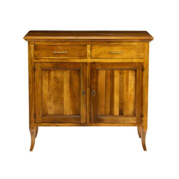 Credenza Classica 2 Ante + 2 Cassetti in Legno Massello - Arte Povera - 110x48 h101 cm - Bassano Noce - Made in Italy