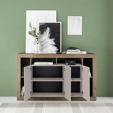 Madia Moderna 3 Ante Rimini Cashmere/Mercure 172x42 h102 cm con 6 Vani a Giorno