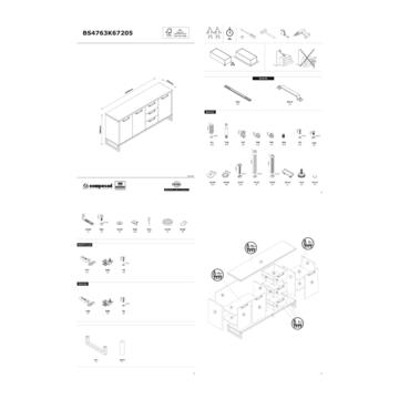 Credenza 3 ante + 3 cassetti cemento/rovere H90 - Marino fa Mercato