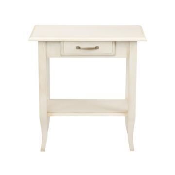 Consolle Classica 1 Cassetto in Legno Massello - con Gambe a Sciabola - Arte Povera - 70x41 h73 cm - Seta/Decapè - Made in Italy