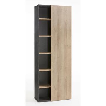 Libreria alta Core, moderna con 1 anta + 5 ripiani, legno Grigio/Rovere, 80x35xh216 Marino fa Mercato