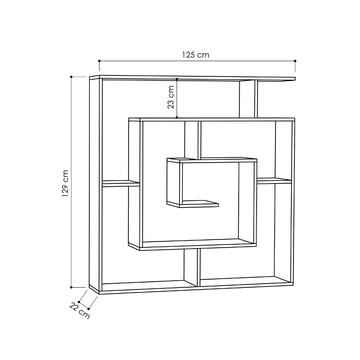 Libreria moderna Labirent a labirinto in finitura legno OAK da parete soggiorno, camera da letto e ufficio