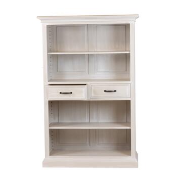 Libreria Classica con 2 Cassetti in Legno Massello - Arte Povera - per Zona Giorno e Ufficio - 112x45 h170 cm - Seta/Decapè - Made in Italy