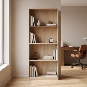 Libreria Moderna Salvaspazio Rovere con 4 Ripiani 60x24 h170 cm
