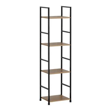 Libreria Multiuso Moderna Amany con 4 Ripiani - 30x24 h112 cm - Rovere/Nero - per Soggiorno, Ufficio, Ingresso