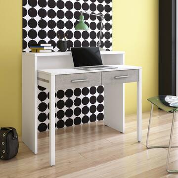 Scrivania a Scomparsa Hidden 2 Cassetti Legno Bianco/Cemento 99x70x68cm