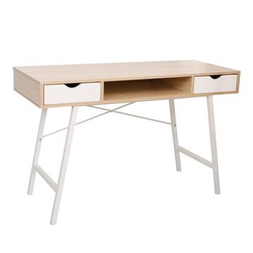 Scrivania per Computer 120x76x48cm con Struttura in Metallo e Piano in Melaminico Rovere/Bianco