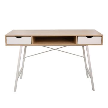 Scrivania per Computer 120x76x48cm con Struttura in Metallo e Piano in Melaminico Rovere/Bianco