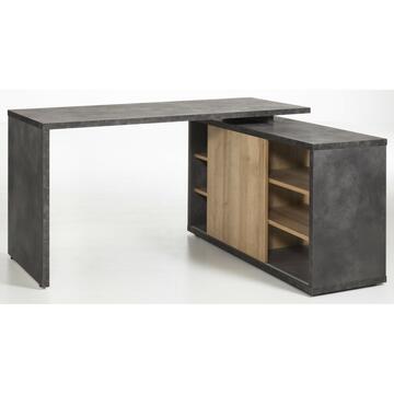 Scrivania Angolare Core 150x74x120cm con Libreria Rovere/Grigio