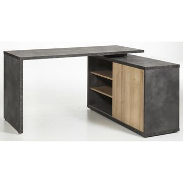 Scrivania Angolare Core 150x74x120cm con Libreria Rovere/Grigio