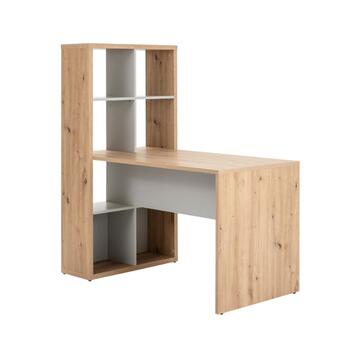 Scrivania con Libreria ad 8 scompartimenti Legno Rovere...