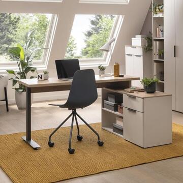 Scrivania Angolare Moderna Cachemire/Rovere Artisan 149,5x120 h74 cm con Cassetto e Vani Contenitore