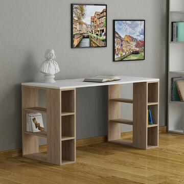 Scrivania moderna Colmar in finitura legno OAK di colore bianco