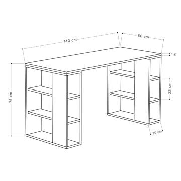Scrivania Moderna Colmar Legno Quercia/Bianco con Libreria Integrata 140x75x60 cm