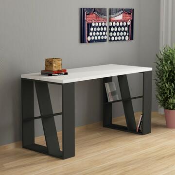 Scrivania Moderna Honey Legno Bianco/Antracite 137x75x60cm