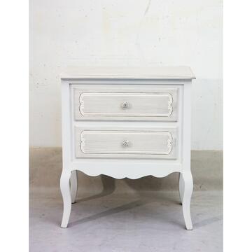 Comodino Calton legno bianco e cassetti 60x36x70,5