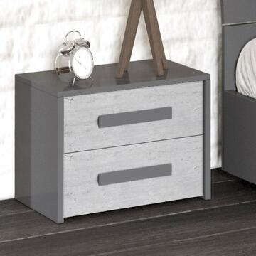 Cassettiera con 6 cassetti colore bianco e grigio cemento - linea