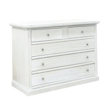 Comò Classico 5 Cassetti Seta Decapè - Arte Povera - 118x55 h88 cm - per Camera da Letto - Made in Italy