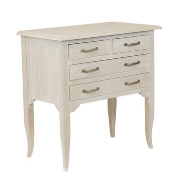 Comoncino Classico 4 Cassetti in Legno Massello - con Gambe a Sciabola - Arte Povera - 80x45 h81 cm - Seta/Decapè - Made in Italy Marino fa Mercato