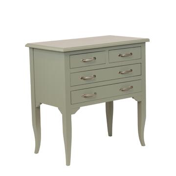 Comoncino Classico 4 Cassetti in Legno Massello - con Gambe a Sciabola - Arte Povera - 80x45 h81 cm - Verde - Made in Italy Marino fa Mercato