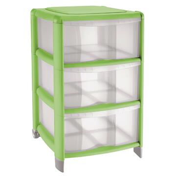 Cassettiera Bambù 3 cassetti in plastica trasparente e verde H60