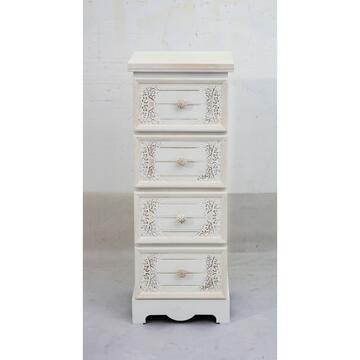 Comodino alto Vivian in legno bianco e 2 cassetti