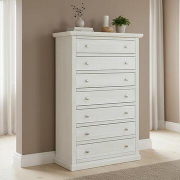 Cassettiera Settimino 7 Cassetti Seta Decapè - Arte Povera - 80x40 h133,5 cm - per Camera da Letto - Made in Italy