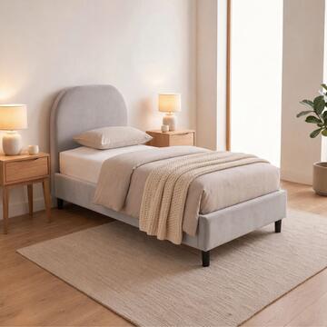 Letto Moderno Singolo 80x190 cm Venus Grigio con Testiera Arcuata Marino Fa Mercato