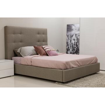 Letto 1 piazza e mezzo con contenitore Altea in ecopelle imbottita beige Marino fa Mercato