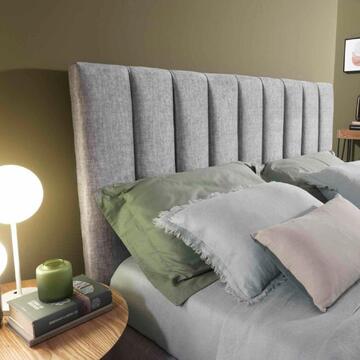 Letto Gelso da 1 Piazza e Mezzo con Contenitore - Grigio Chiaro - 132x203 h114 cm - Fibra di Poliestere Effetto Vellutato