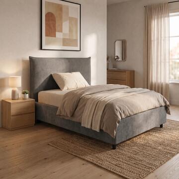 Letto Moderno da Una Piazza e Mezzo Line Grigio 120x200 cm con Contenitore