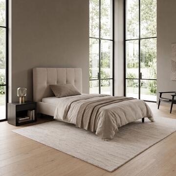 Letto Moderno da Una Piazza e Mezzo 120x190 cm Nello Beige con Testiera Trapuntata Marino Fa Mercato