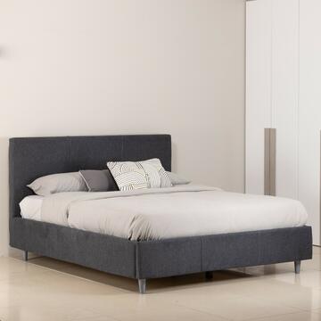 Letto matrimoniale moderno Yoko grigio scuro con contenitore e testata