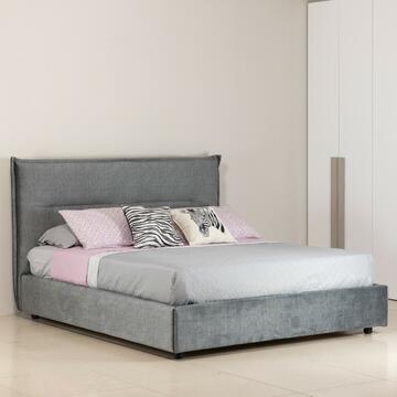 Letto matrimoniale moderno Londra grigio con vano contenitore e testata