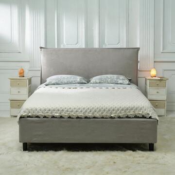 Letto Moderno Matrimoniale 160x190 cm Beige Line in Tessuto Effetto Tramato