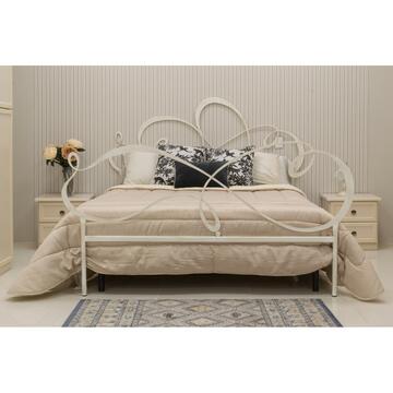 Letto matrimoniale Laser in elegante ferro battuto bianco