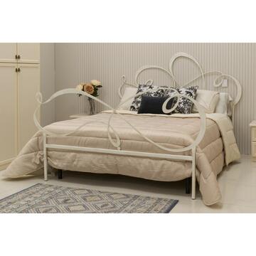 Letto matrimoniale Laser in elegante ferro battuto bianco