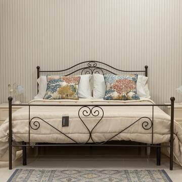 Letto classico Evelia matrimoniale in ferro battutto marrone/oro Marino fa Mercato