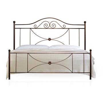 Letto Classico Matrimoniale Isabel in Ferro Battuto 160x190 cm - Avorio/Oro