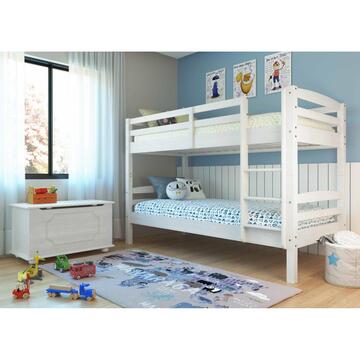 Letto a castello con scaletta Rick in legno bianco - Marino fa Mercato
