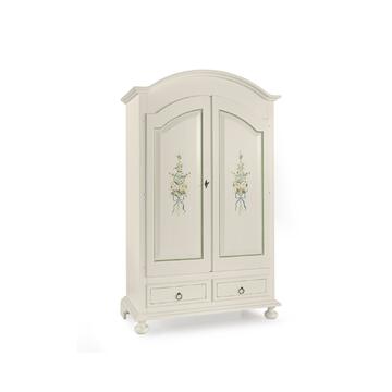 Armadio classico ad arco in legno bianco con finitura verde 2 ante + 2 cassetti Marino fa Mercato