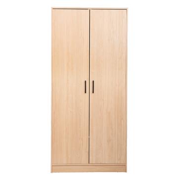 Armadio Moderno 2 Ante Battenti 83x54 h 180 in Melaminico Rovere con Maniglie in Metallo Verniciato
