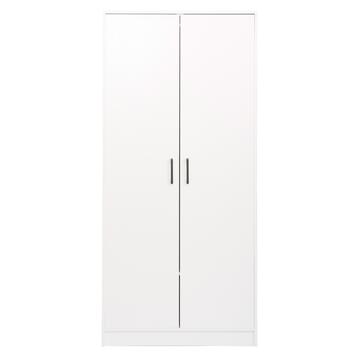 Armadio Moderno 2 Ante Battenti 83x54 h 180 in Melaminico Bianco con Maniglie in Metallo Verniciato