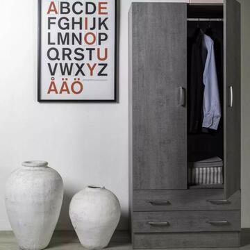 Armadio 2 ante + 2 cassetti Facile cemento 82x47x185 Composad