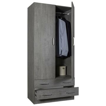 Armadio 2 ante + 2 cassetti Facile cemento 82x47x185 Composad