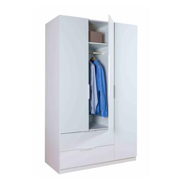 Armadio 3 Ante + 2 Cassetti Artisan Laminato Bianco Lucido 120x58 h200 cm