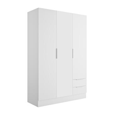Armadio 3 Ante + 2 cassetti Legno Bianco Opaco Facile Artisan 120x185x48