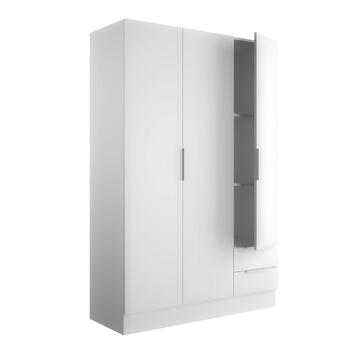Armadio 3 Ante + 2 cassetti Legno Bianco Opaco Facile Artisan 120x185x48