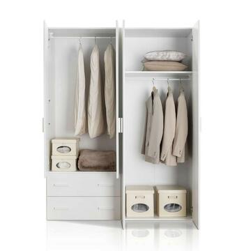 Armadio Small 4 ante + 2 cassetti legno frassino bianco - Mcs