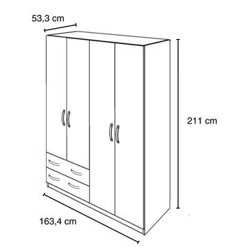 Armadio Moderno Small 4 Ante Battenti + 2 Cassetti... - Marino fa Mercato